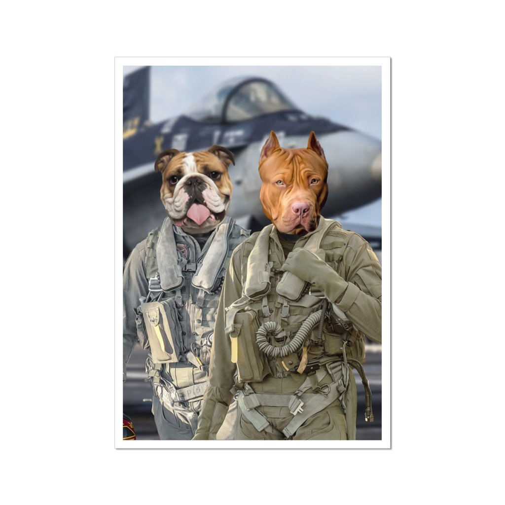 The Fighter Pilots: Custom Pet Portrait - Paw & Glory - Dog Portraits - Pet Portraits