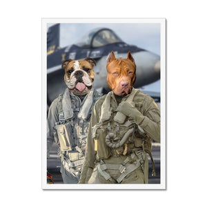 The Fighter Pilots: Custom Pet Portrait - Paw & Glory - Dog Portraits - Pet Portraits