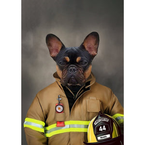 The Firefighter: Custom Digital Download Pet Portrait - Paw & Glory - Dog Portraits - Pet Portraits