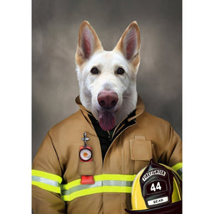 The Firefighter: Custom Digital Download Pet Portrait - Paw & Glory - Dog Portraits - Pet Portraits