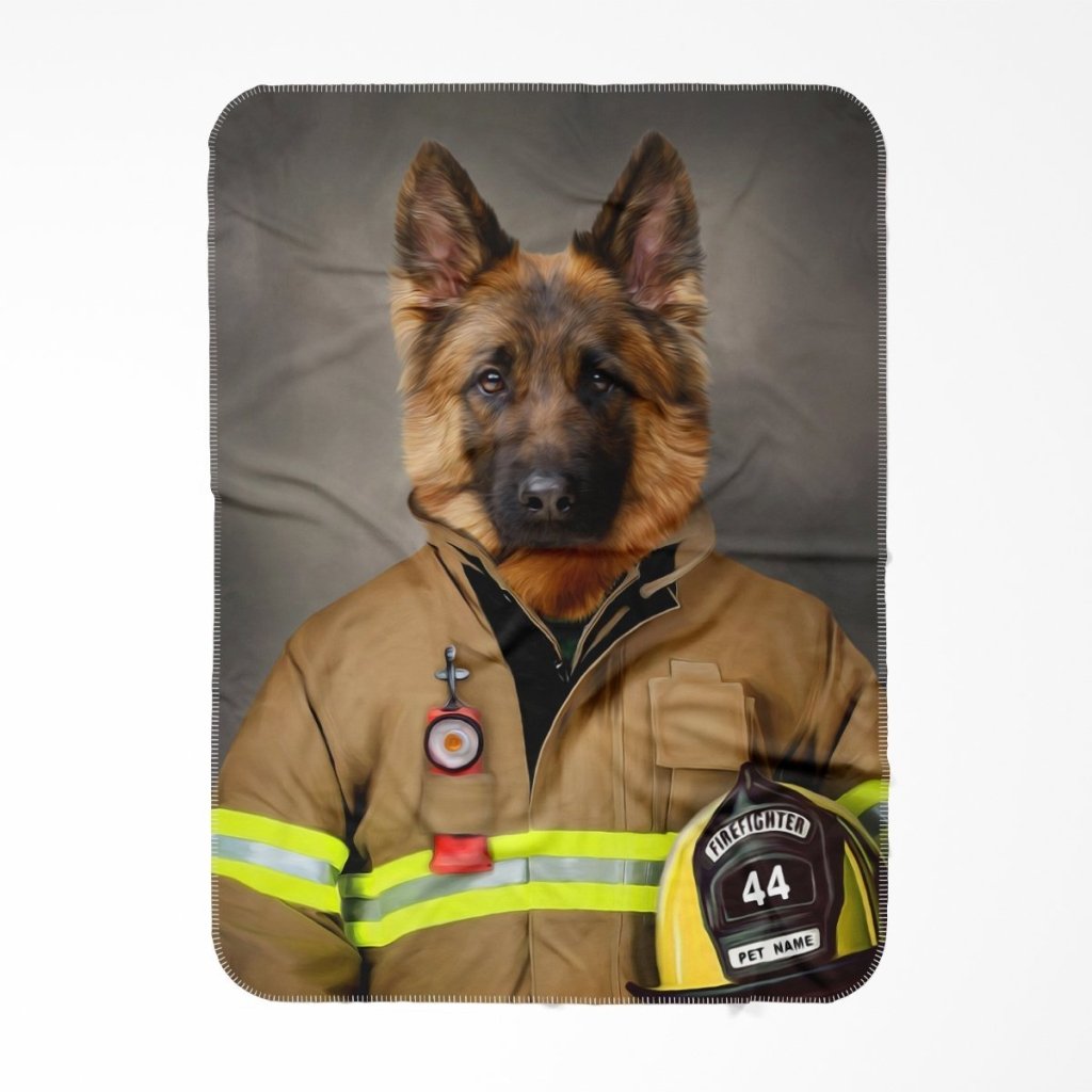 The Firefighter: Custom Pet Blanket - Paw & Glory - Dog Portraits - Pet Portraits