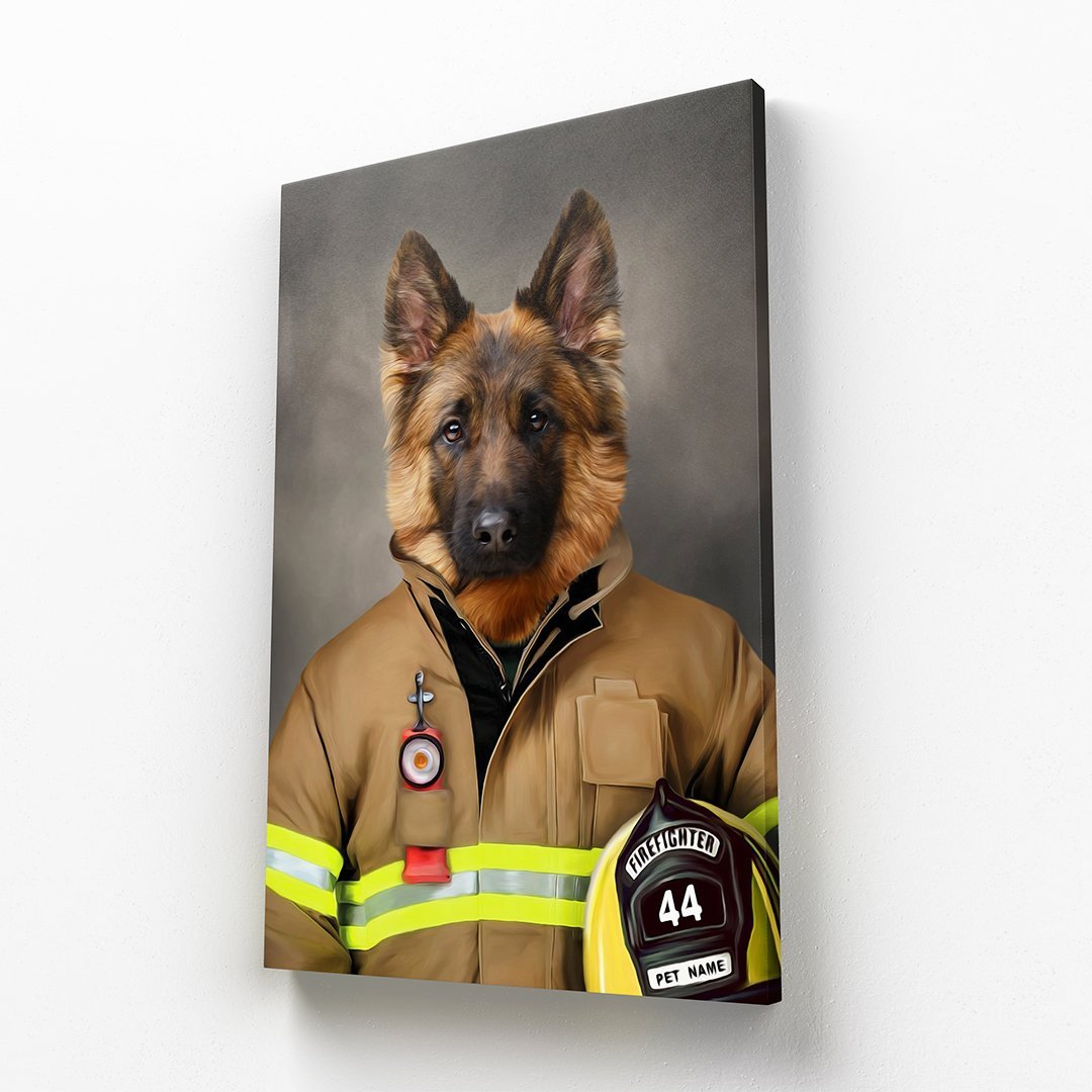 The Firefighter: Custom Pet Canvas - Paw & Glory - Dog Portraits - Pet Portraits