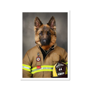 The Firefighter: Custom Pet Portrait - Paw & Glory - Dog Portraits - Pet Portraits