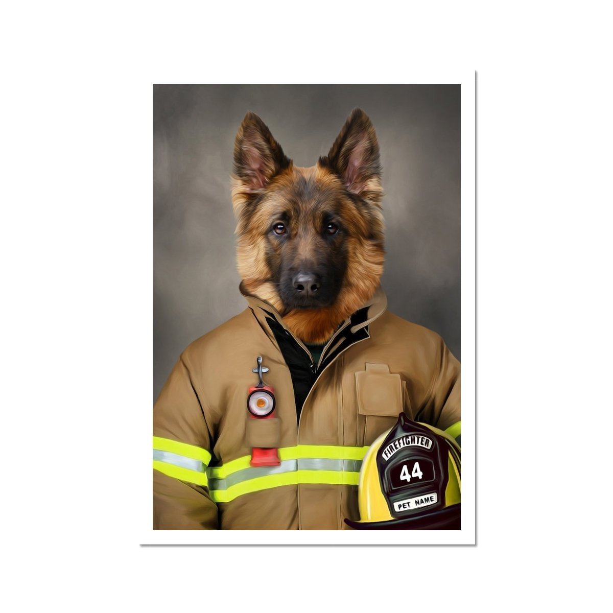 The Firefighter: Custom Pet Poster - Paw & Glory - Dog Portraits - Pet Portraits