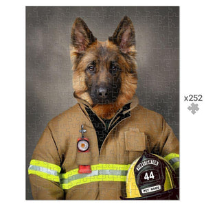 The Firefighter: Custom Pet Puzzle - Paw & Glory - Dog Portraits - Pet Portraits