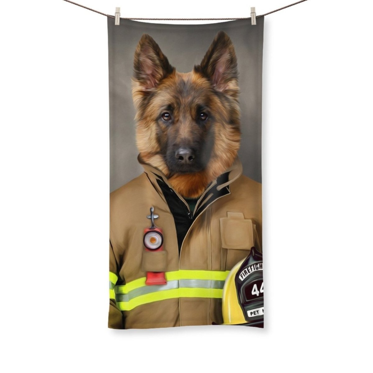 The Firefighter: Custom Pet Towel - Paw & Glory - Dog Portraits - Pet Portraits