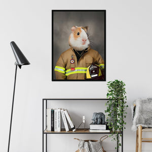 The Fireman: Animal Art Framed Portrait - Paw & Glory - Dog Portraits - Pet Portraits