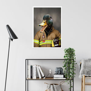 The Fireman: Animal Art Poster - Paw & Glory - Dog Portraits - Pet Portraits