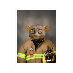 The Fireman: Animal Art Poster - Paw & Glory - Dog Portraits - Pet Portraits