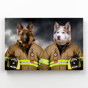 The Firemen: Custom Pet Canvas - Paw & Glory - Dog Portraits - Pet Portraits