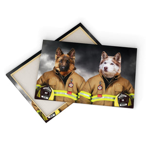 The Firemen: Custom Pet Canvas - Paw & Glory - Dog Portraits - Pet Portraits