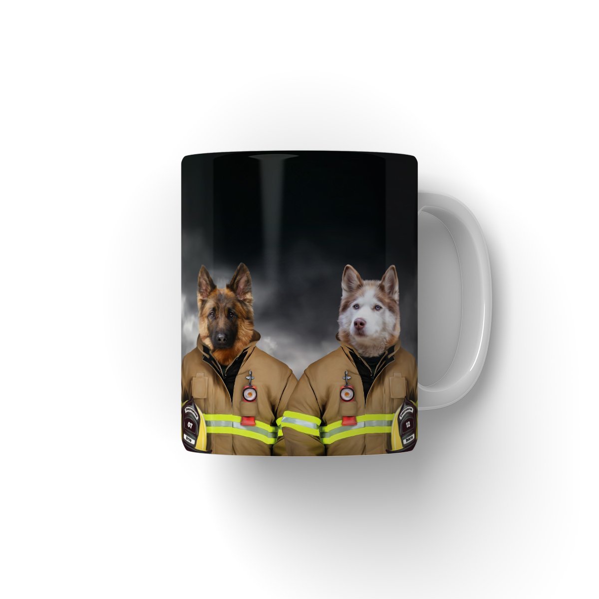 The Firemen: Custom Pet Coffee Mug - Paw & Glory - Dog Portraits - Pet Portraits