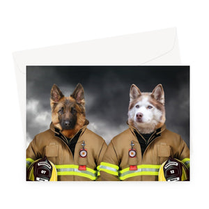 The Firemen: Custom Pet Greeting Card - Paw & Glory - Dog Portraits - Pet Portraits