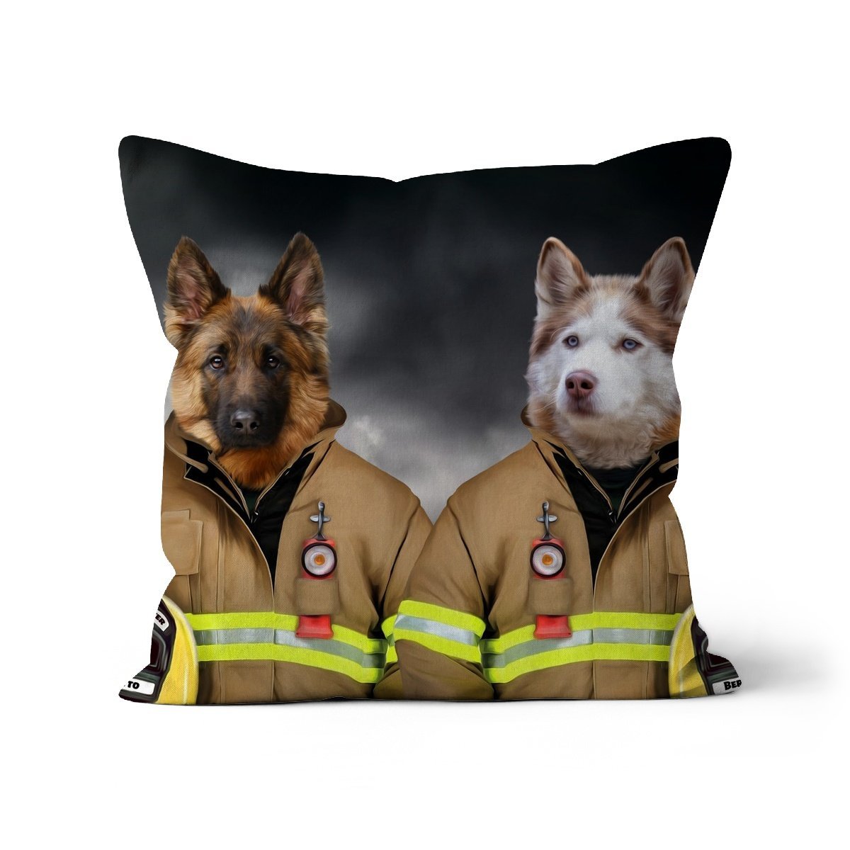 The Firemen: Custom Pet Pillow - Paw & Glory - Dog Portraits - Pet Portraits