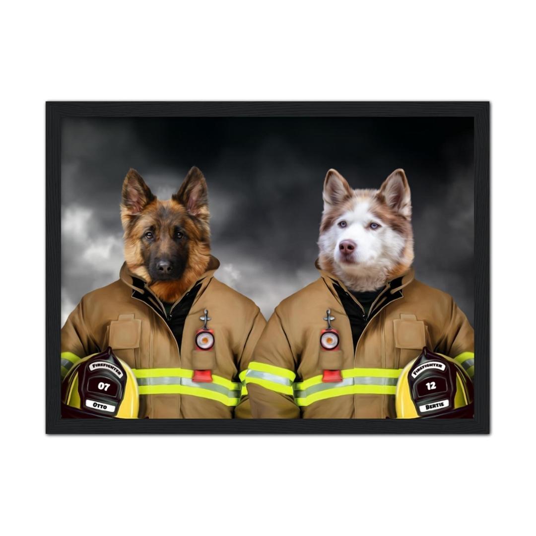 The Firemen: Custom Pet Portrait - Paw & Glory - Dog Portraits - Pet Portraits