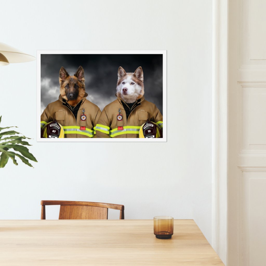 The Firemen: Custom Pet Poster - Paw & Glory - Dog Portraits - Pet Portraits