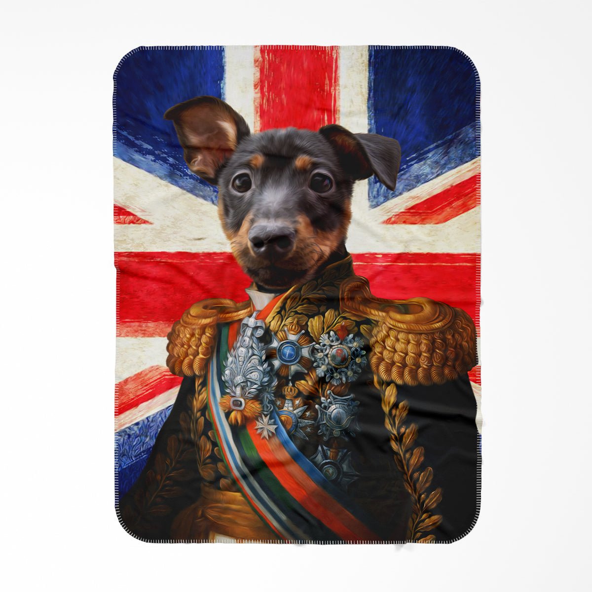 The First Lieutenant British Flag Edition: Custom Pet Blanket - Paw & Glory - Dog Portraits - Pet Portraits