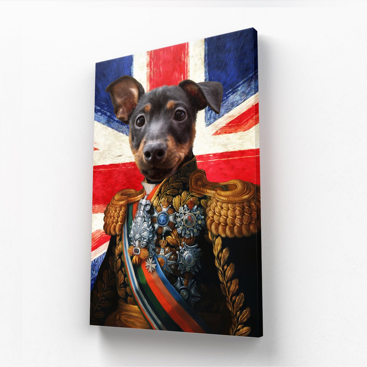 The First Lieutenant British Flag Edition: Custom Pet Canvas - Paw & Glory - Dog Portraits - Pet Portraits