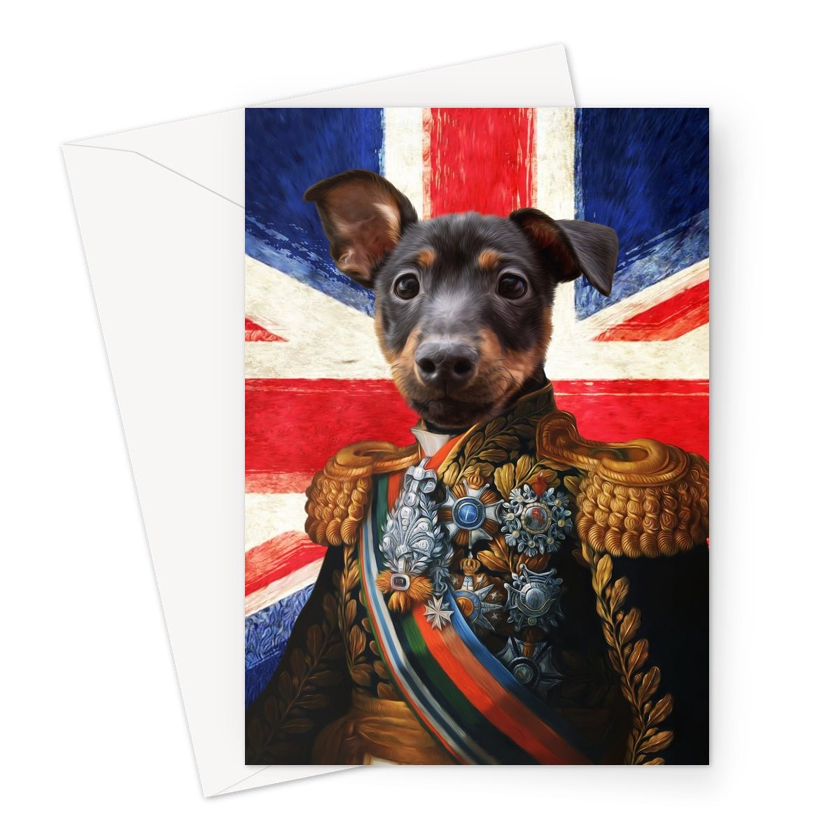 The First Lieutenant British Flag Edition: Custom Pet Greeting Card - Paw & Glory - Dog Portraits - Pet Portraits