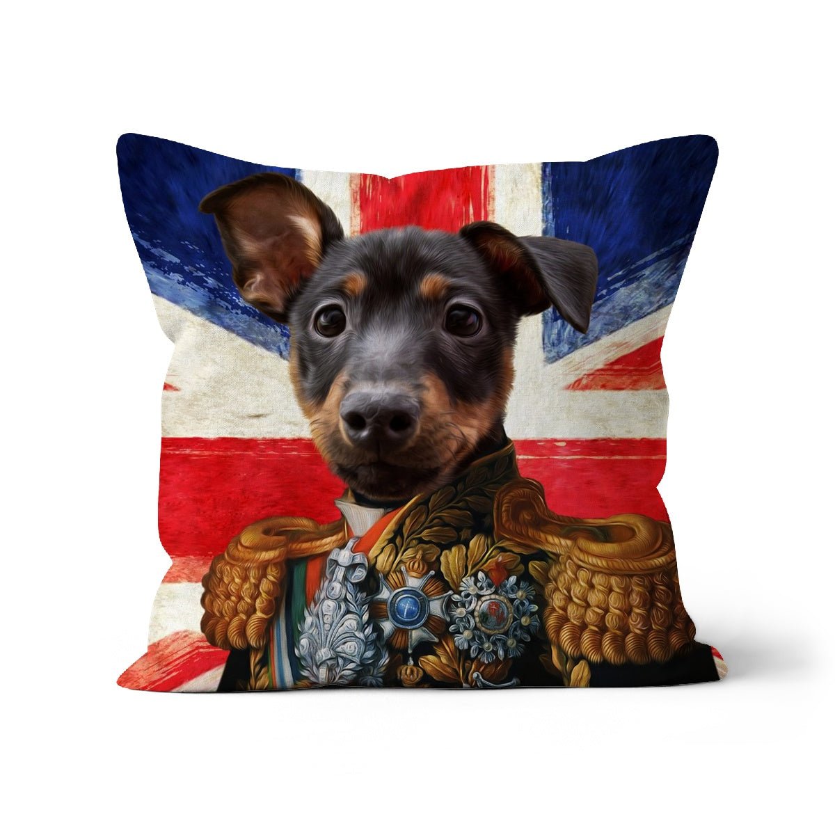 The First Lieutenant British Flag Edition: Custom Pet Pillow - Paw & Glory - Dog Portraits - Pet Portraits