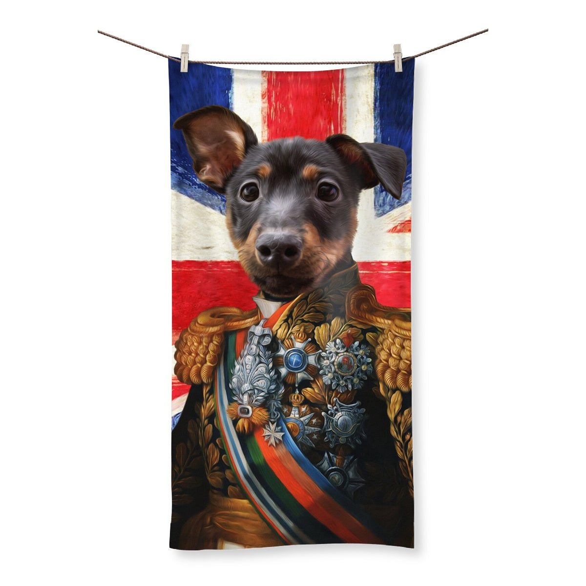 The First Lieutenant British Flag Edition: Custom Pet Towel - Paw & Glory - Dog Portraits - Pet Portraits