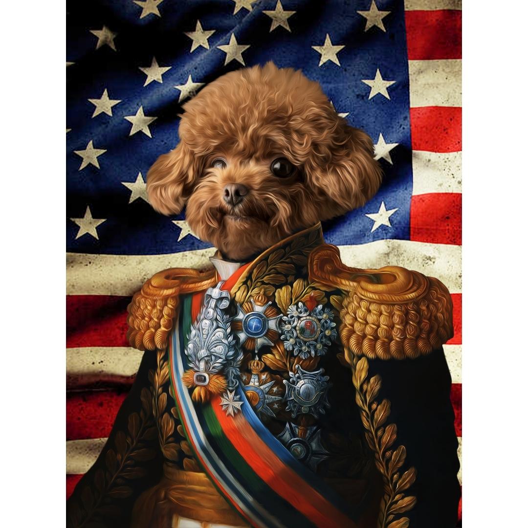 The First Lieutenant USA Flag Edition: Custom Digital Download Pet Portrait - Paw & Glory - Dog Portraits - Pet Portraits