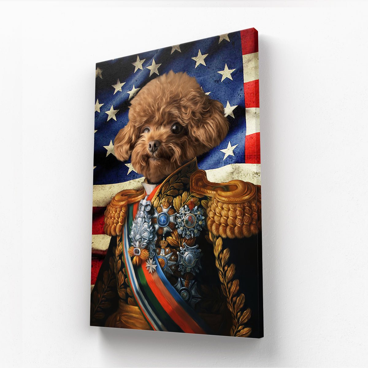 The First Lieutenant USA Flag Edition: Custom Pet Canvas - Paw & Glory - Dog Portraits - Pet Portraits