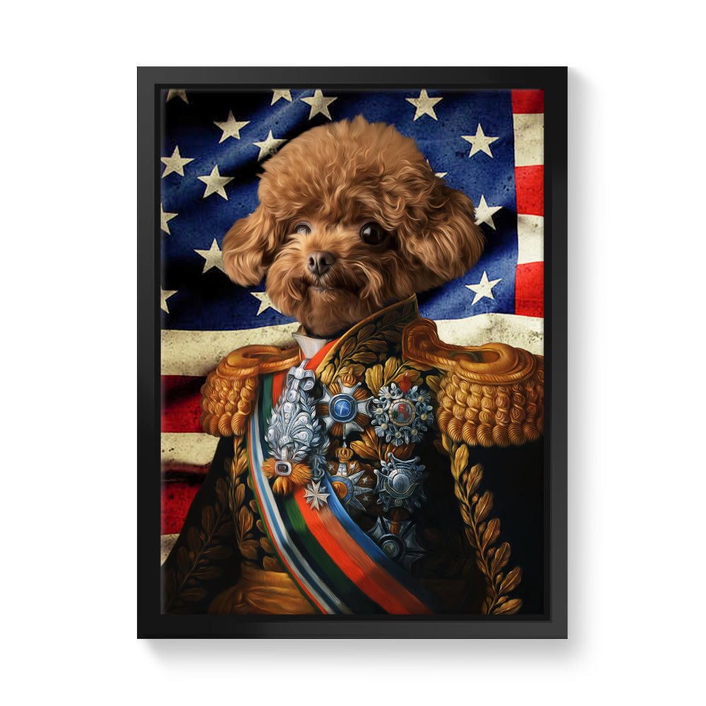 The First Lieutenant USA Flag Edition: Custom Pet Canvas - Paw & Glory - Dog Portraits - Pet Portraits