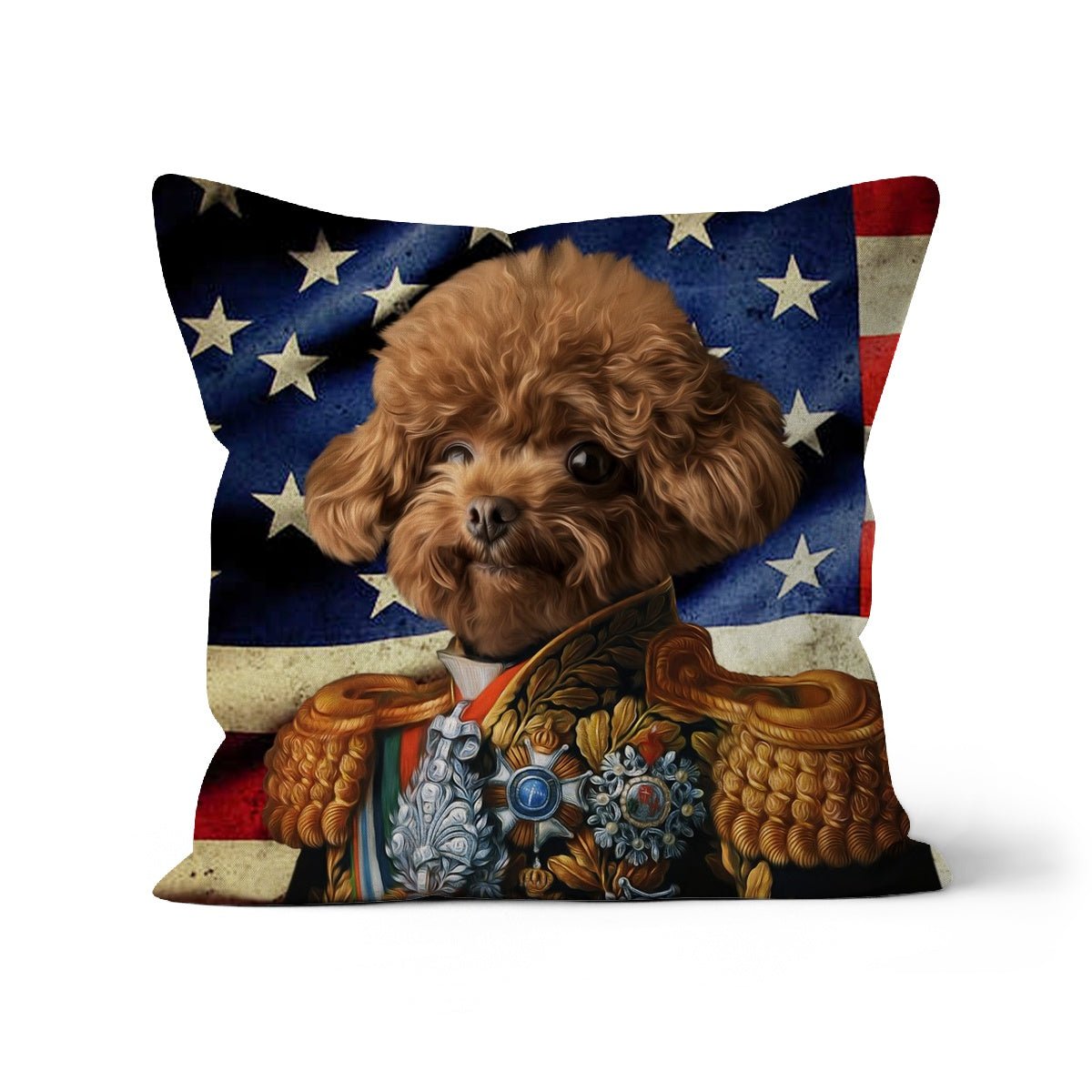 The First Lieutenant USA Flag Edition: Custom Pet Pillow - Paw & Glory - Dog Portraits - Pet Portraits