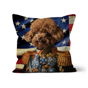 The First Lieutenant USA Flag Edition: Custom Pet Pillow - Paw & Glory - Dog Portraits - Pet Portraits