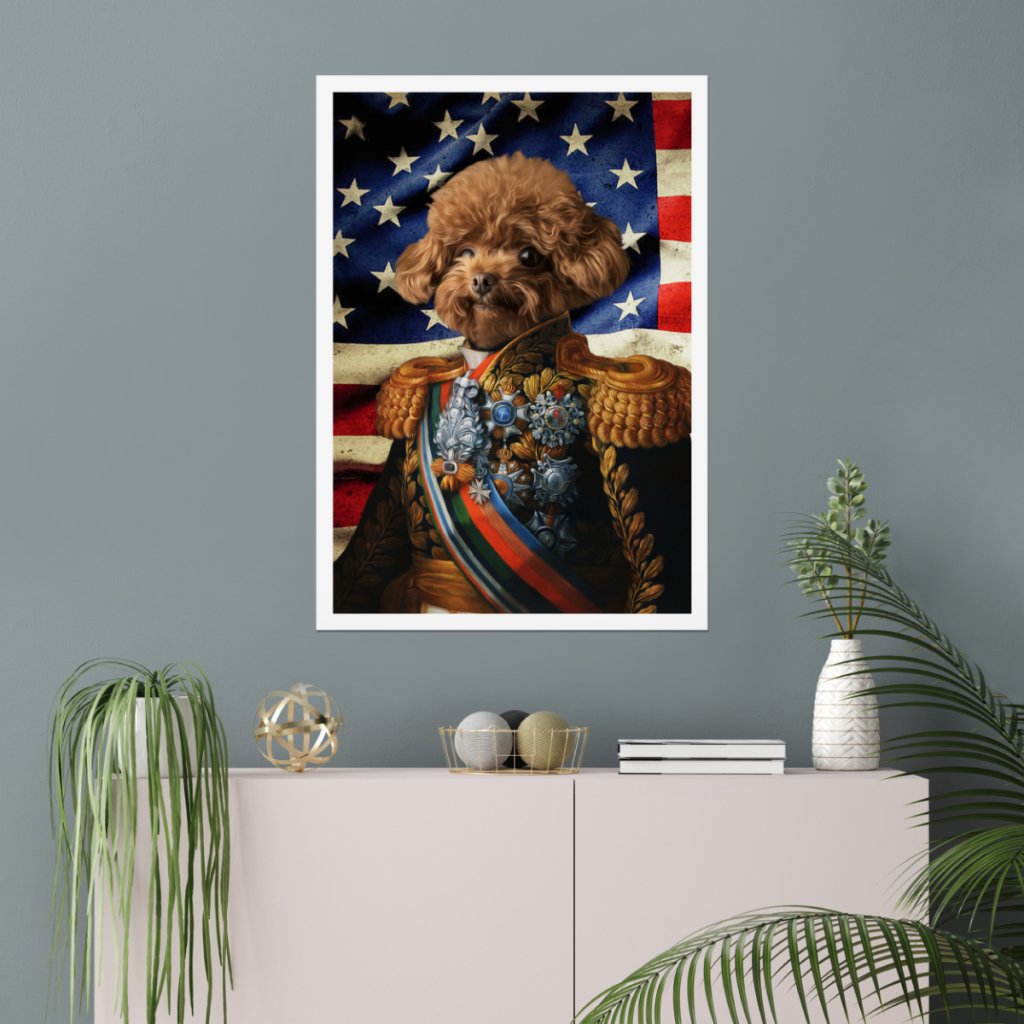 The First Lieutenant USA Flag Edition: Custom Pet Poster - Paw & Glory - Dog Portraits - Pet Portraits