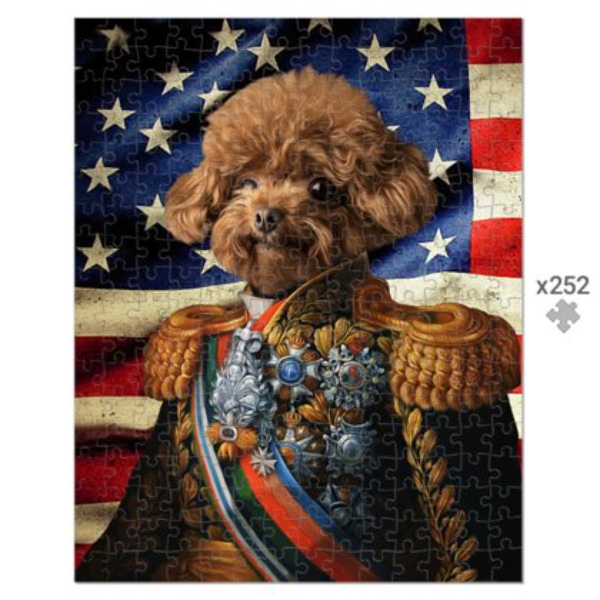 The First Lieutenant USA Flag Edition: Custom Pet Puzzle - Paw & Glory - Dog Portraits - Pet Portraits