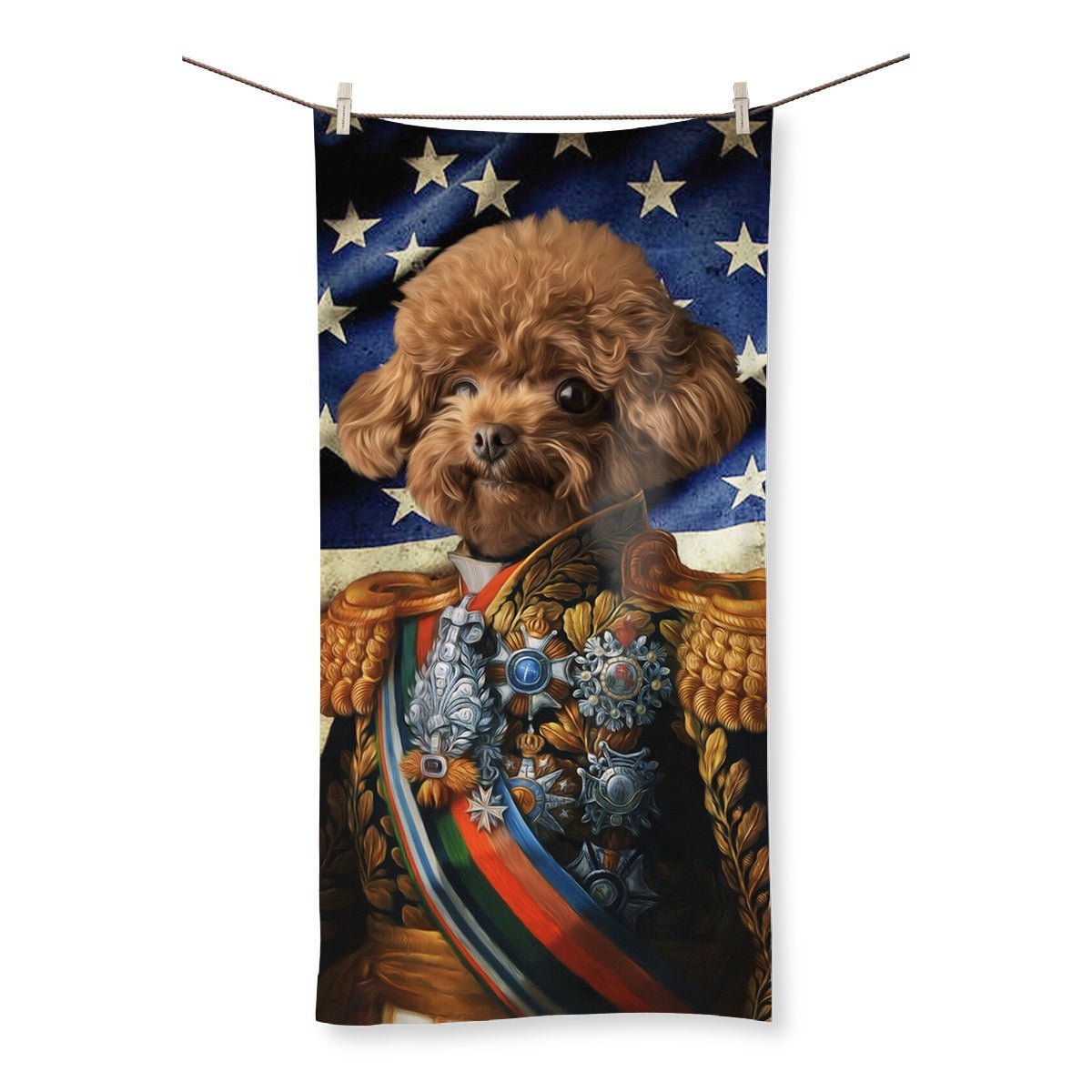 The First Lieutenant USA Flag Edition: Custom Pet Towel - Paw & Glory - Dog Portraits - Pet Portraits