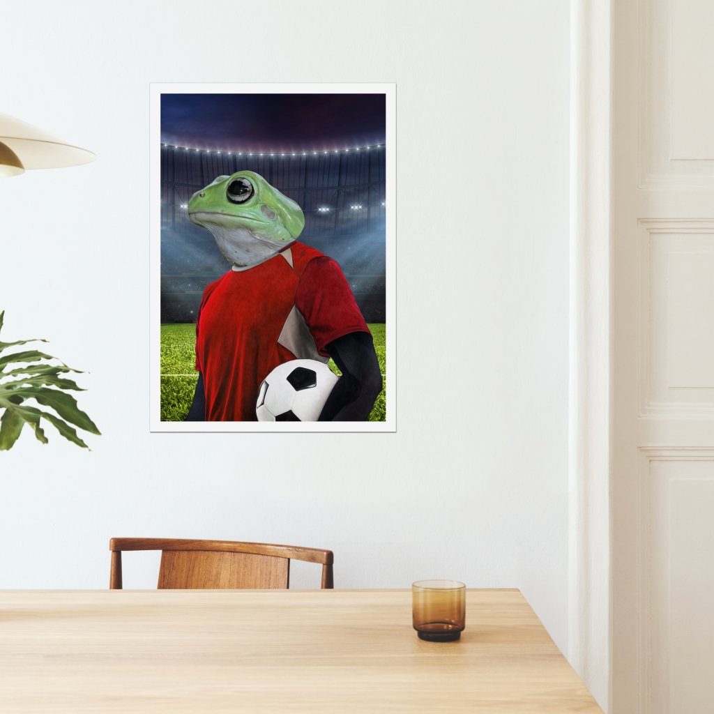 The Football Player: Animal Art Poster - Paw & Glory - Dog Portraits - Pet Portraits