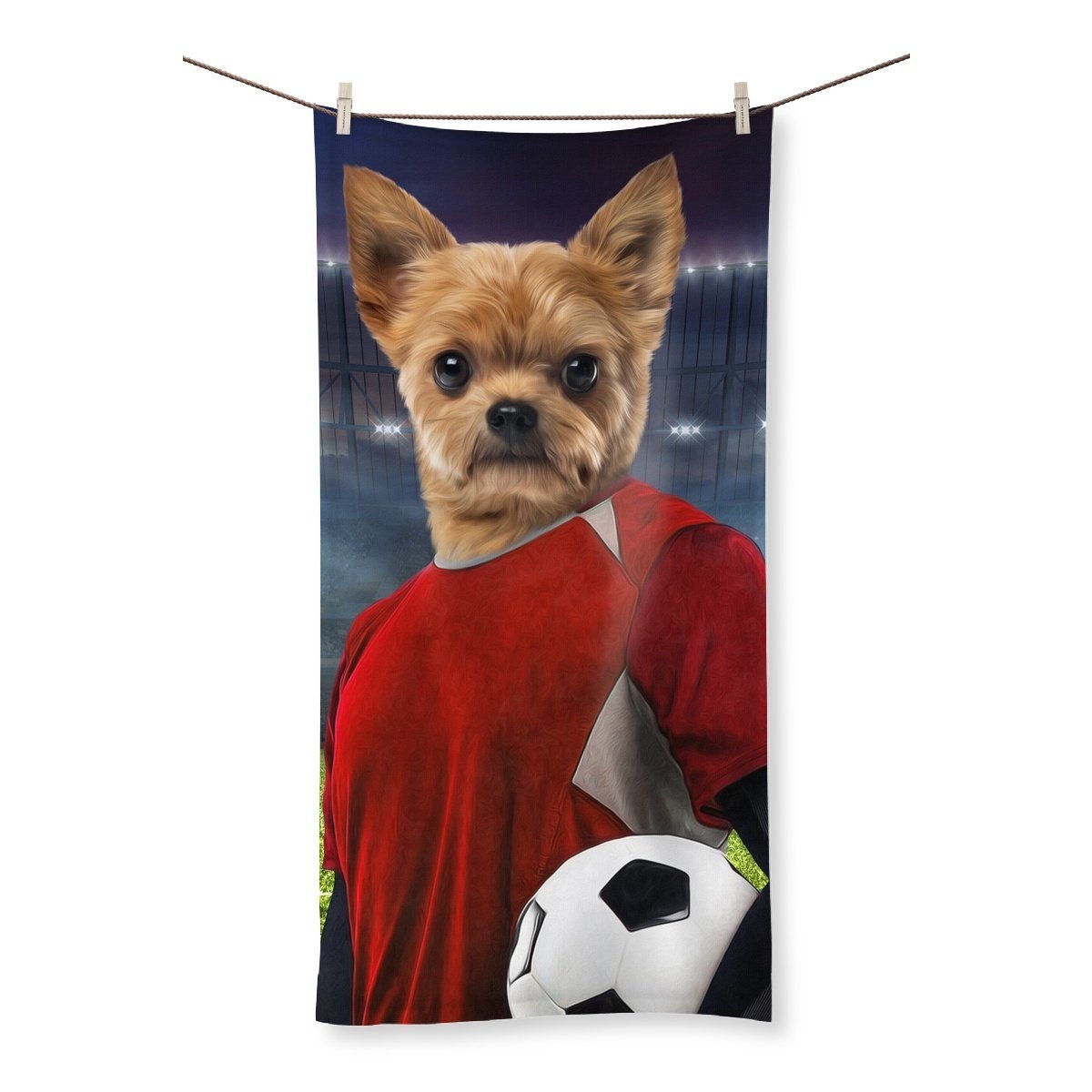 The Football Player: Custom Pet Towel - Paw & Glory - Dog Portraits - Pet Portraits