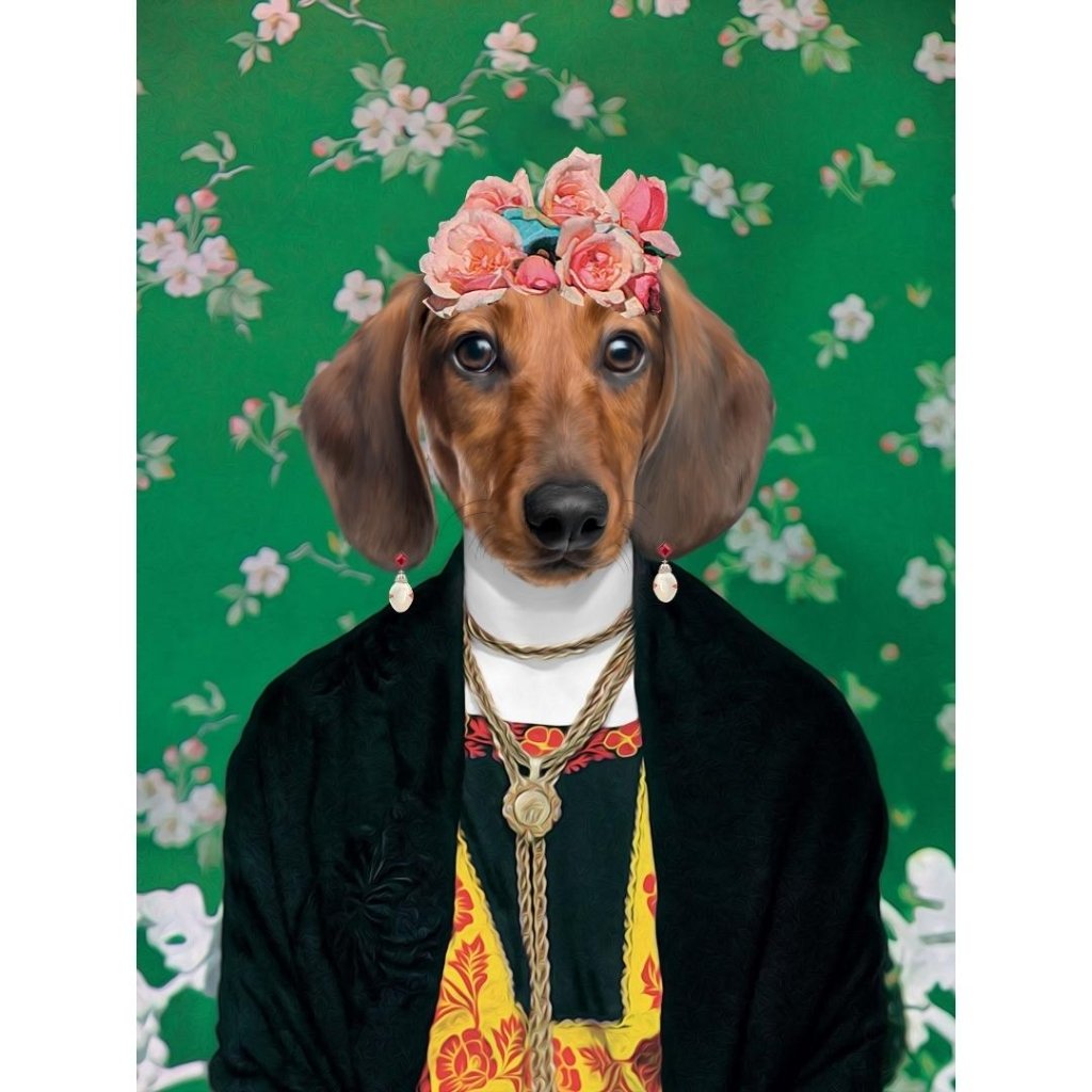 The Frida Khalo: Custom Digital Download Pet Portrait - Paw & Glory - Dog Portraits - Pet Portraits