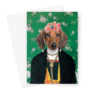 The Frida Khalo: Custom Pet Greeting Card - Paw & Glory - Dog Portraits - Pet Portraits