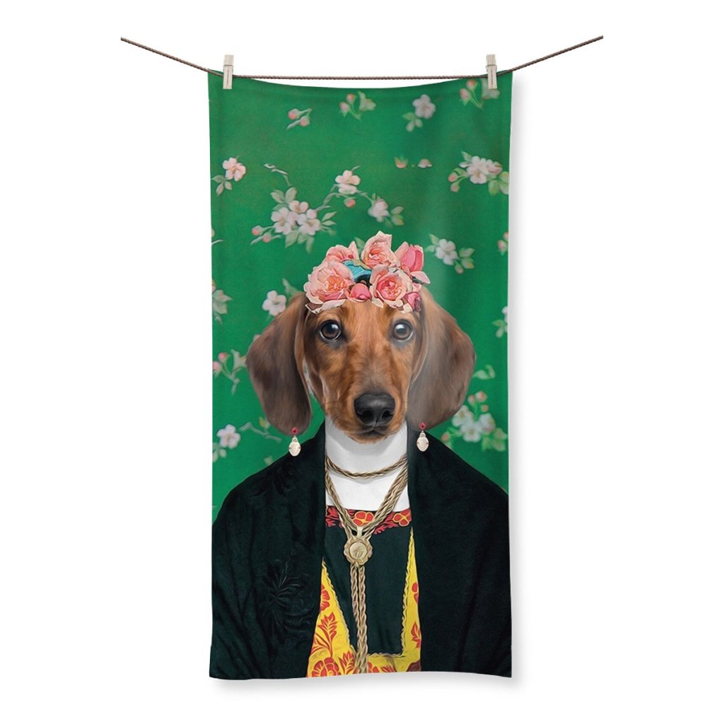 The Frida Khalo: Custom Pet Towel - Paw & Glory - Dog Portraits - Pet Portraits