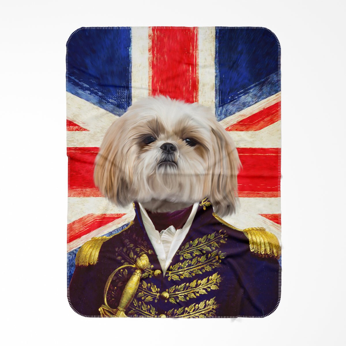 The General British Flag Edition: Custom Pet Blanket - Paw & Glory - Dog Portraits - Pet Portraits