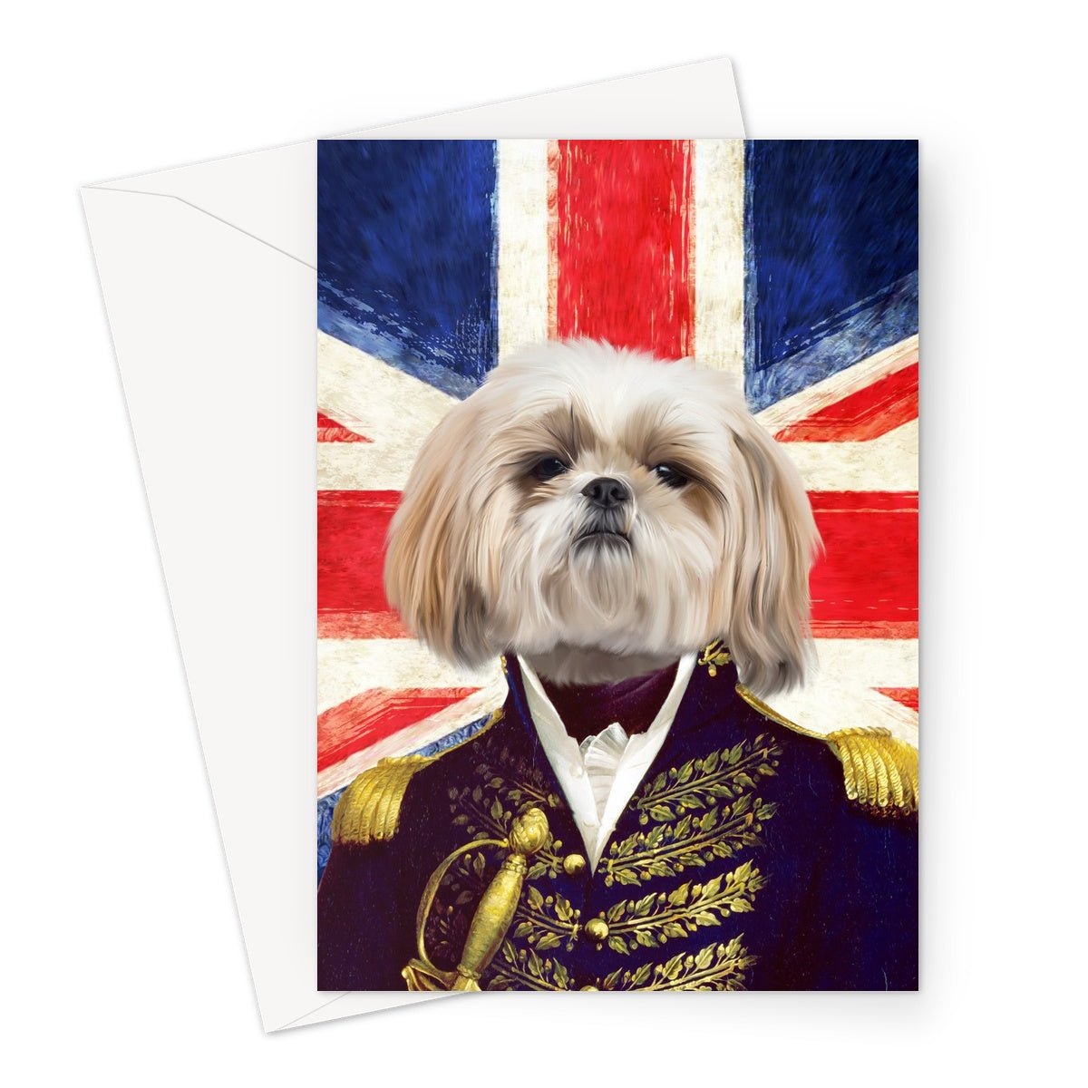 The General - British Flag Edition: Custom Pet Greeting Card - Paw & Glory - Dog Portraits - Pet Portraits