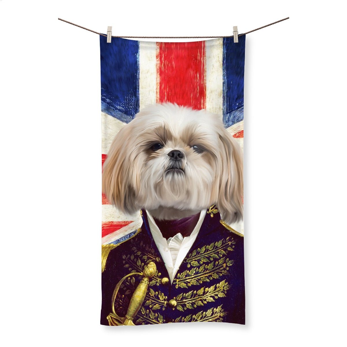 The General - British Flag Edition: Custom Pet Towel - Paw & Glory - Dog Portraits - Pet Portraits