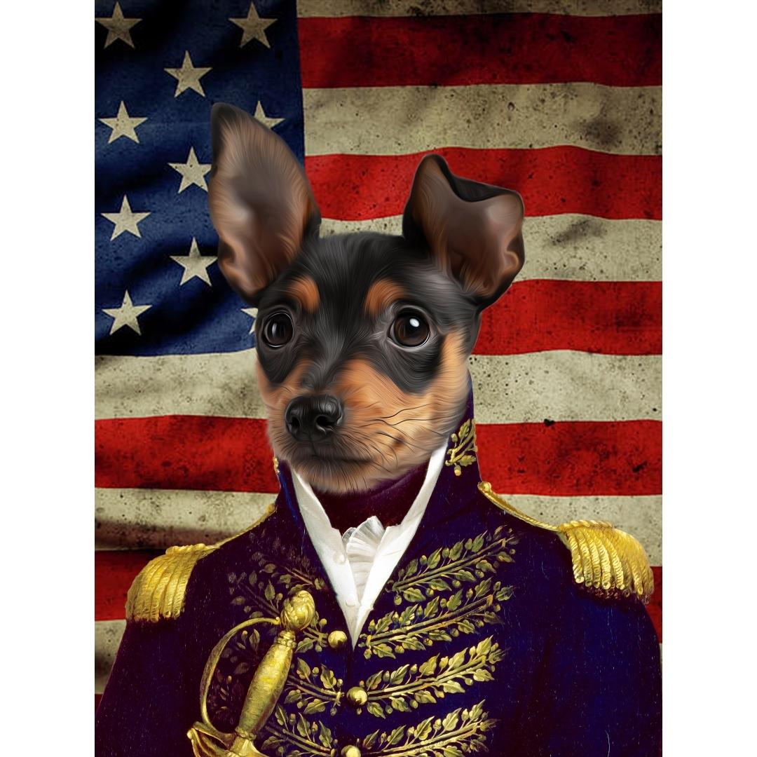 The General USA Flag Edition: Custom Digital Download Pet Portrait - Paw & Glory - Dog Portraits - Pet Portraits