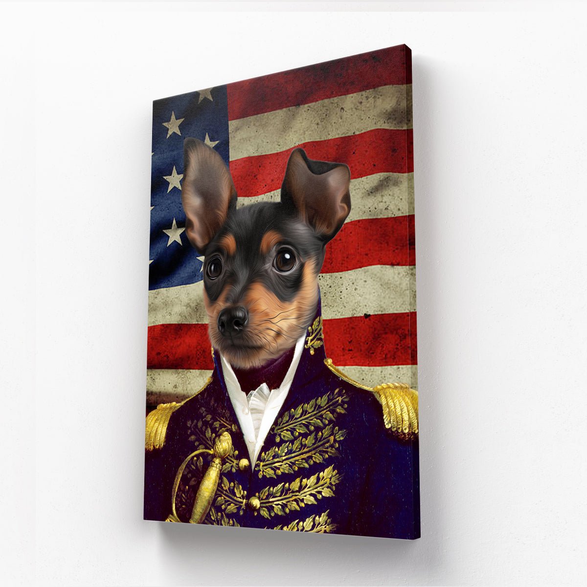 The General - USA Flag Edition: Custom Pet Canvas - Paw & Glory - Dog Portraits - Pet Portraits