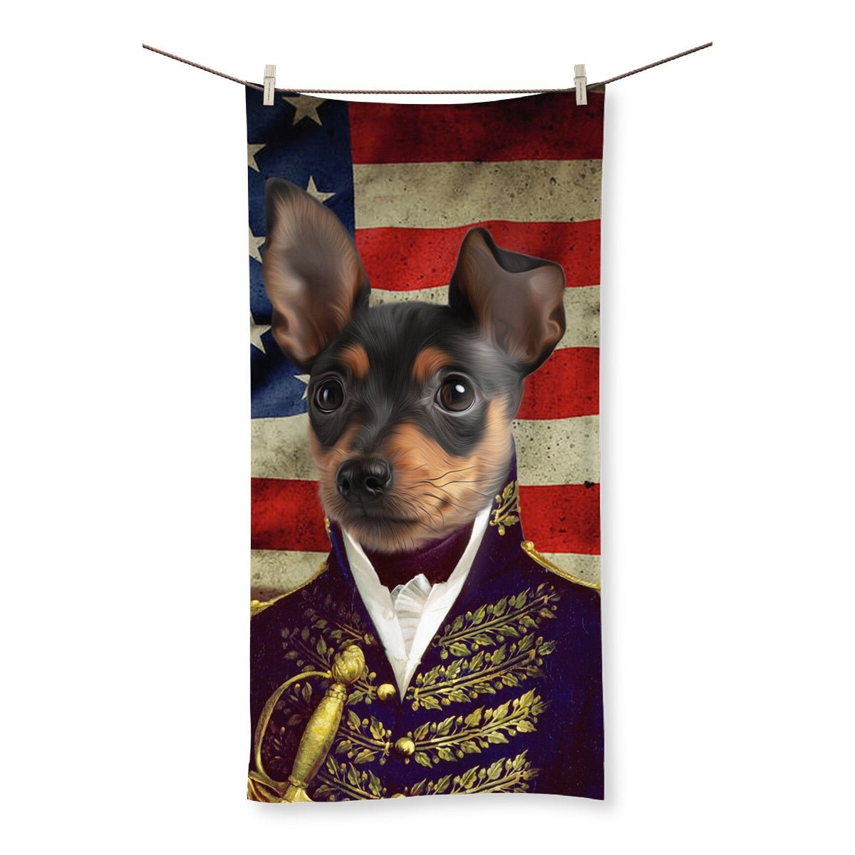 The General - USA Flag Edition: Custom Pet Towel - Paw & Glory - Dog Portraits - Pet Portraits