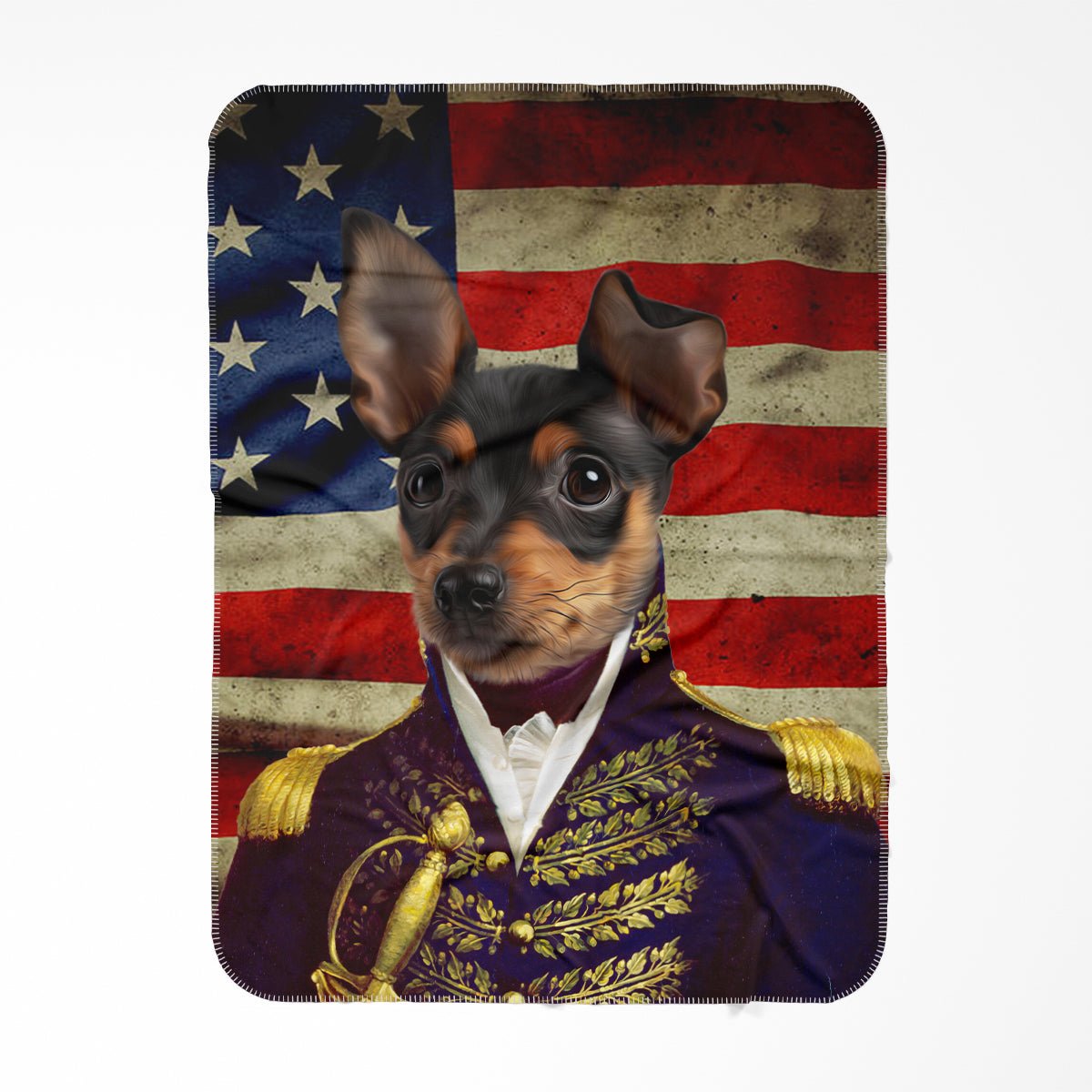 The General USA Flag Edtion: Custom Pet Blanket - Paw & Glory - Dog Portraits - Pet Portraits