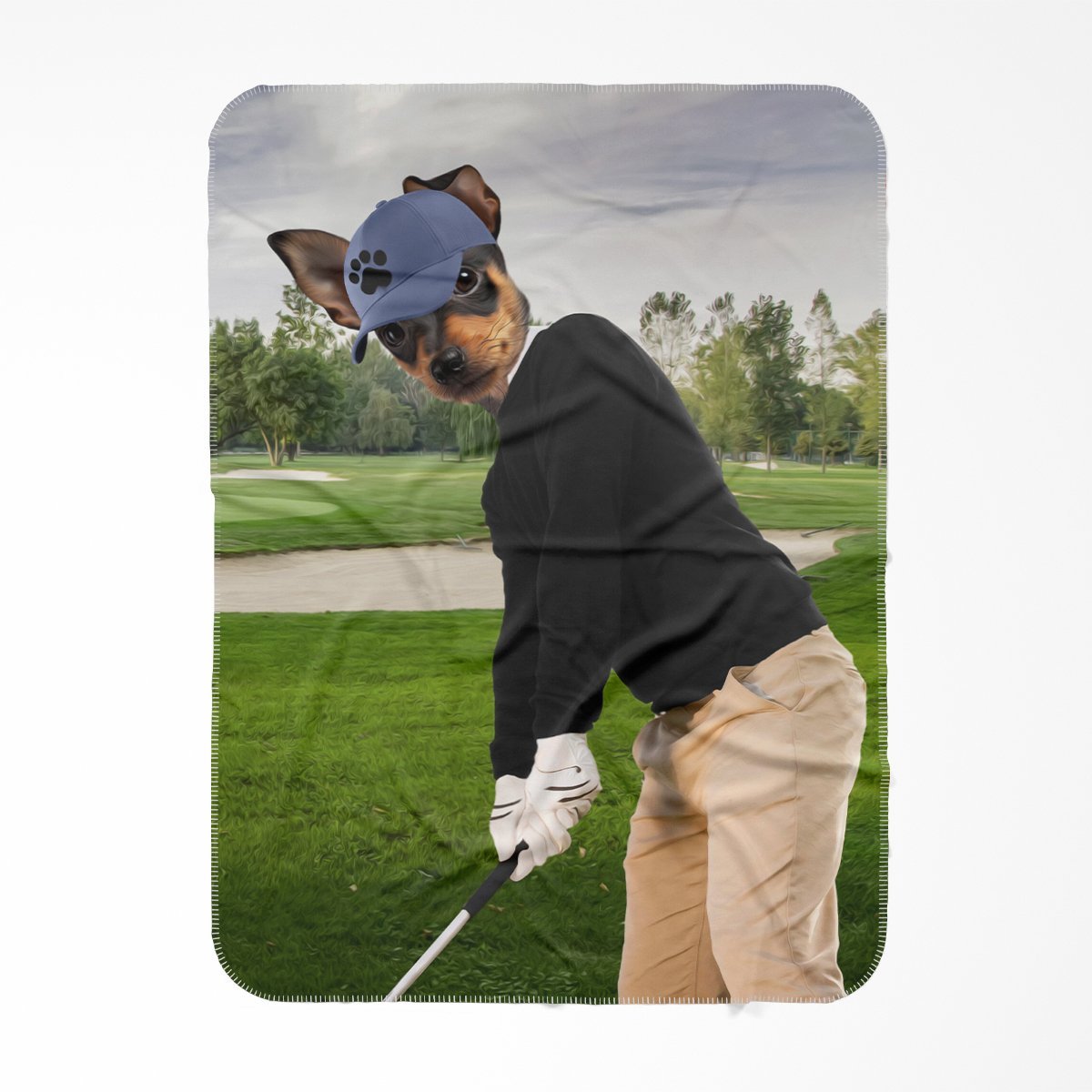 The Golfer: Custom Pet Blanket - Paw & Glory - Dog Portraits - Pet Portraits