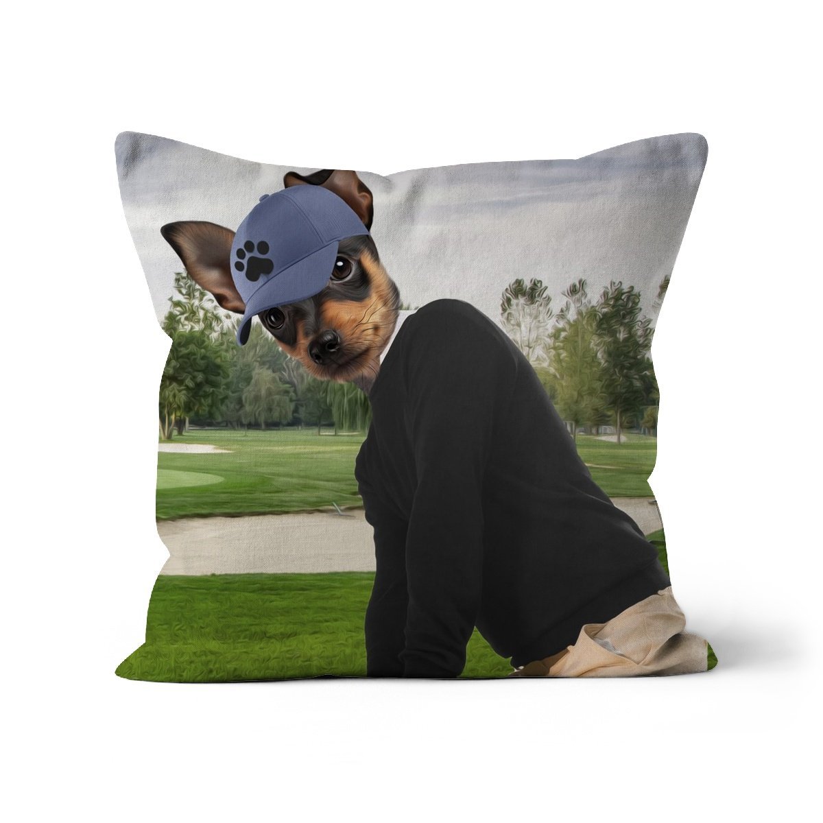 The Golfer: Custom Pet Pillow - Paw & Glory - Dog Portraits - Pet Portraits