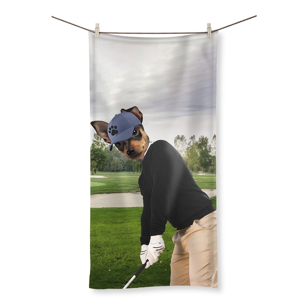 The Golfer: Custom Pet Towel - Paw & Glory - Dog Portraits - Pet Portraits