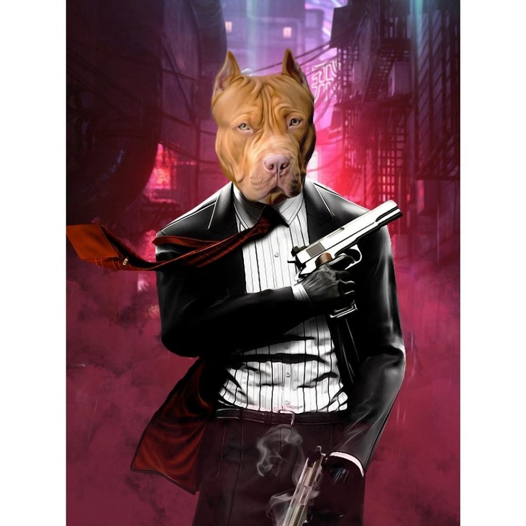 The Hitman: Custom Digital Download Pet Portrait - Paw & Glory - Dog Portraits - Pet Portraits