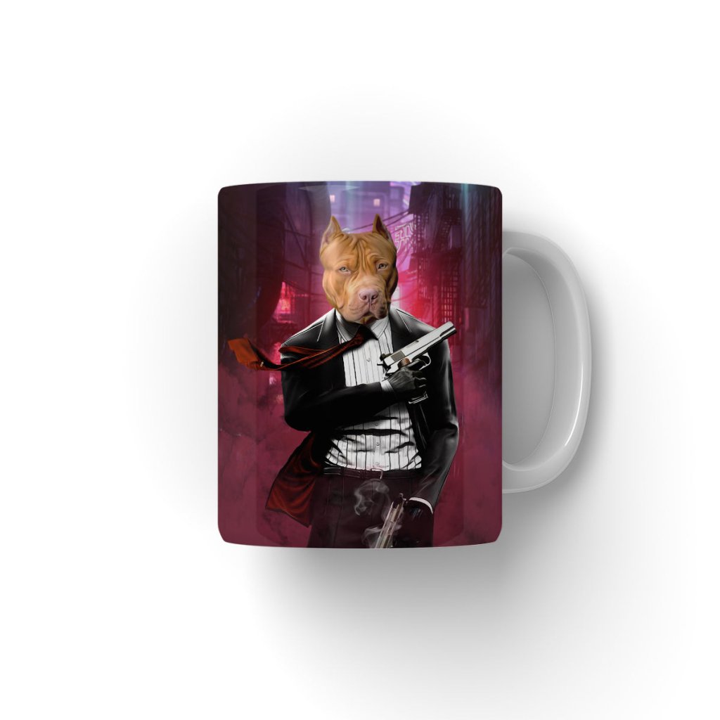 The Hitman: Custom Pet Coffee Mug - Paw & Glory - Dog Portraits - Pet Portraits